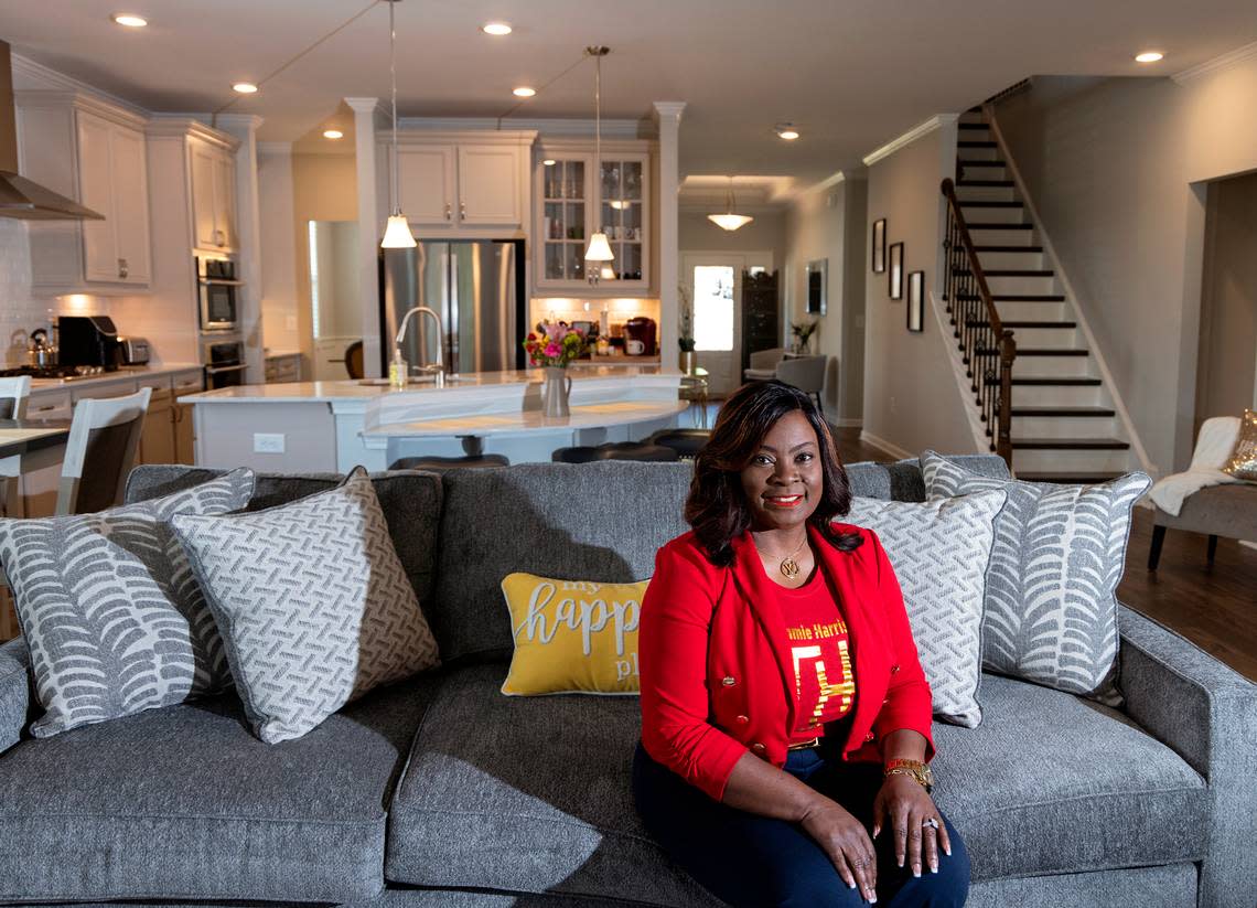 Tammie Harris is photographed at her home in Durham, N.C. on Tuesday, May 9, 2023. Harris, a real estate broker, recently moved into her seventh home.