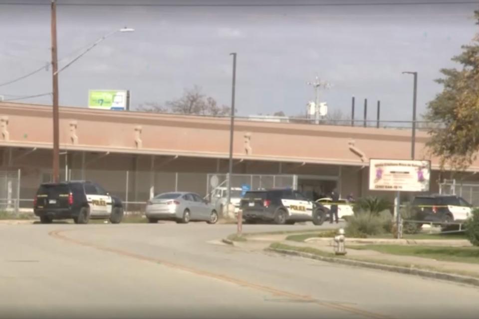 The scene outside a Texas post office where a deadly ‘love triangle’ shooting took place (KSAT)