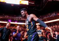 Dec 15, 2018; Phoenix, AZ, USA; Phoenix Suns center Deandre Ayton (22) prior to the game against the Minnesota Timberwolves at Talking Stick Resort Arena. Mandatory Credit: Mark J. Rebilas-USA TODAY Sports