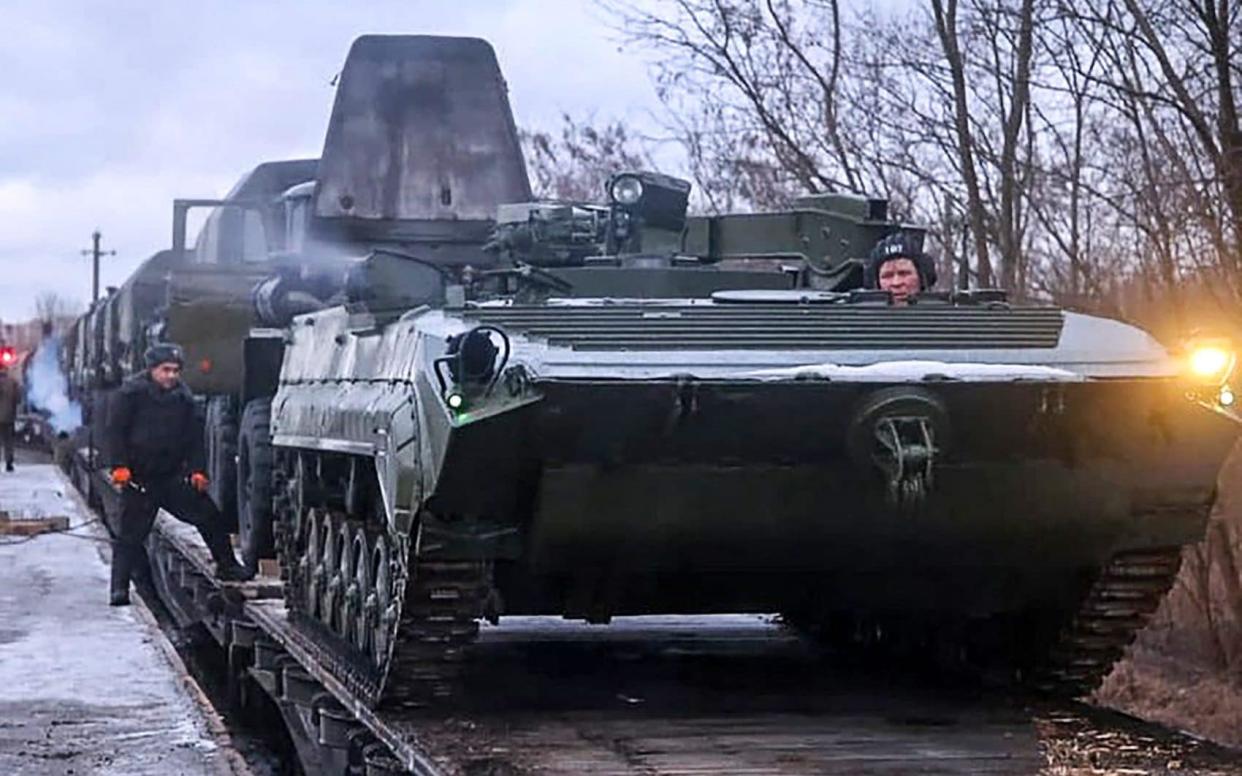 Russian military vehicles arrive in Belarus amid warnings of a potential invasion - AFP