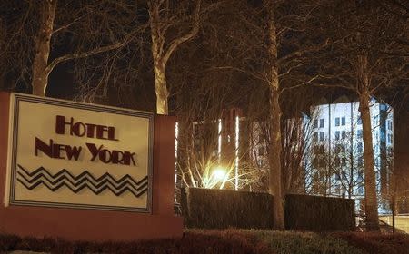 A general view shows the New York hotel located next to the main entrance of the Disneyland Paris Resort run by EuroDisney S.C.A in Marne-la-Vallee, near Paris, France, January 28, 2016. REUTERS/Jacky Naegelen