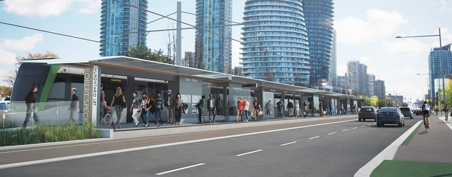 The Ford government is planning to extend the Hazel McCallion LRT in downtown Brampton and with a loop in Mississauga. (Metrolinx - image credit)