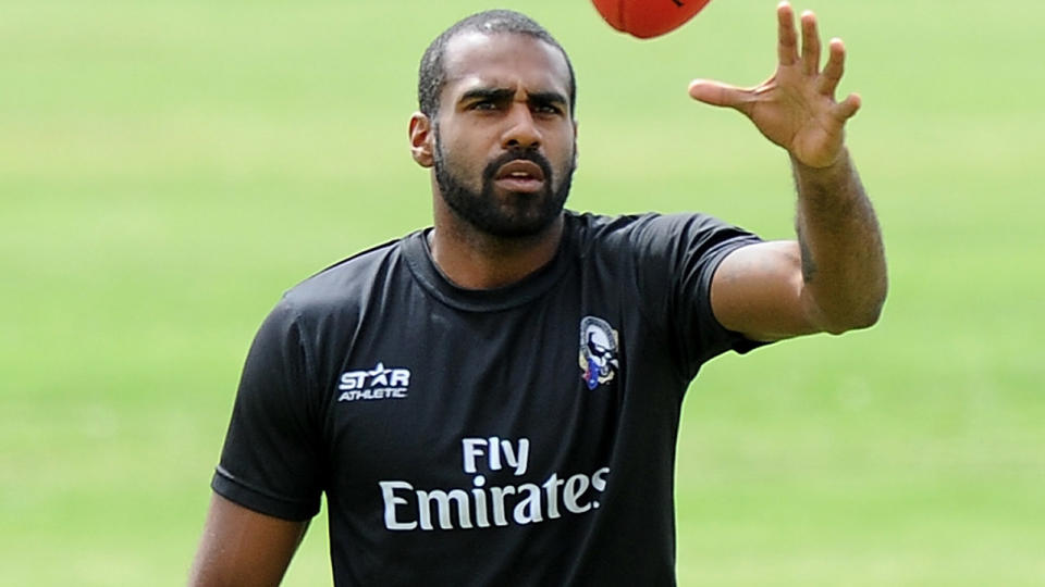 Heritier Lumumba, pictured here at a Collingwood Magpies training session in 2014.