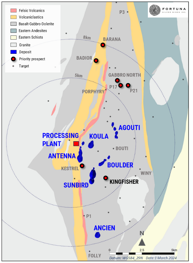 Kingfisher’s location, approximately 1-kilometer east of Sunbird