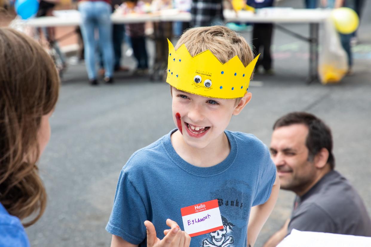 Shakespeare's annual birthday bash for kids outside Blackfriars Playhouse in Staunton.