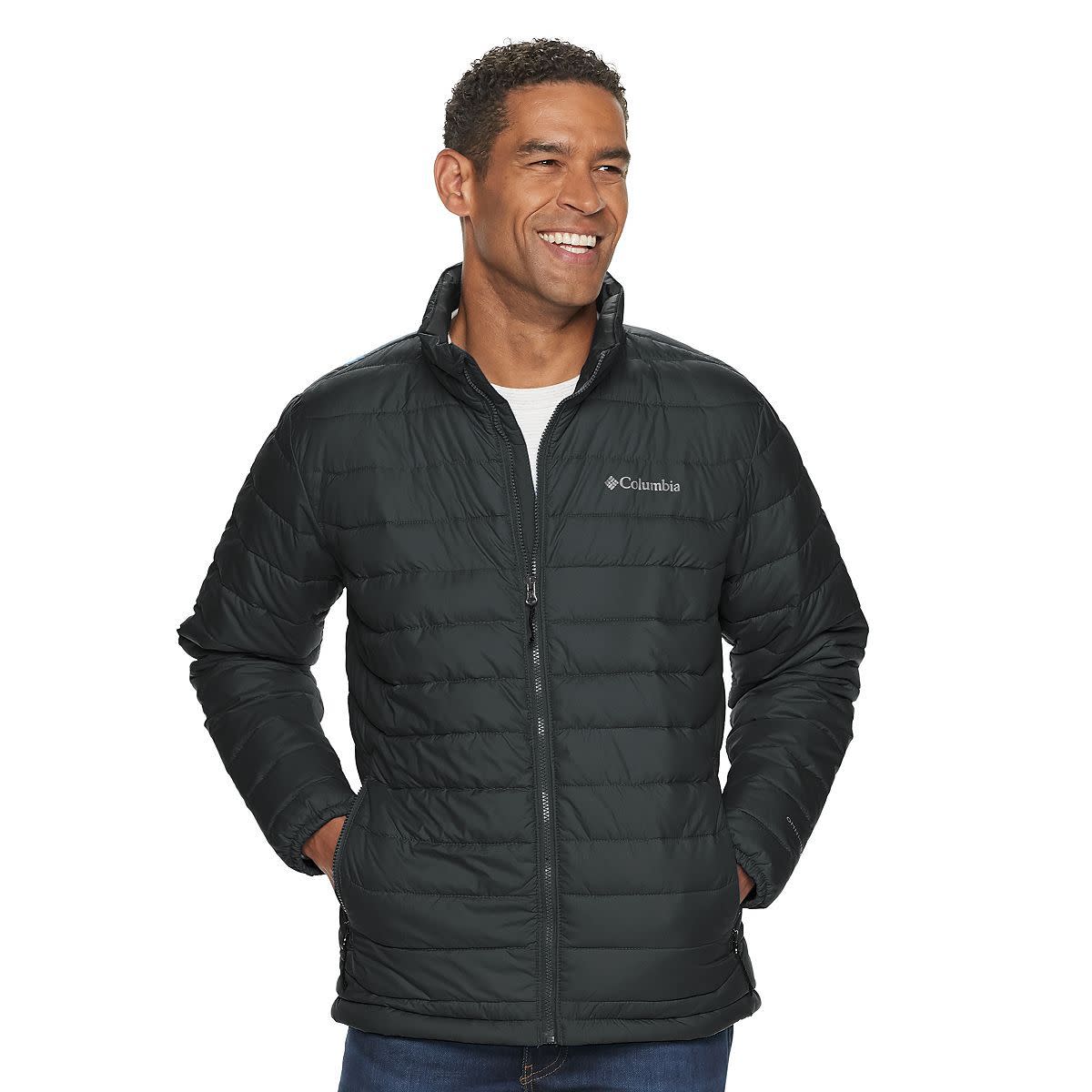 man with black columbia jacket