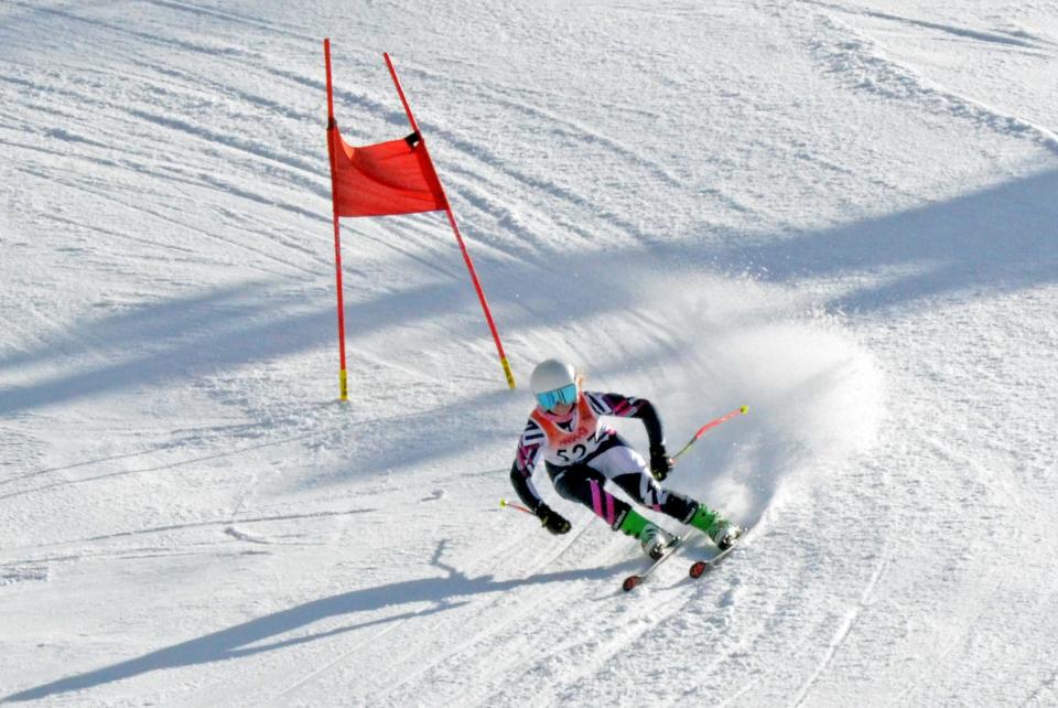 Kaija Lazda races during the MHSAA Division 2 Regional races on Monday, February 13 at Nub's Nob in Harbor Springs, Mich.