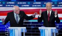 Senator Bernie Sanders speaks during the ninth Democratic 2020 U.S. presidential debate at the Paris Theater in Las Vegas, Nevada, U.S.,