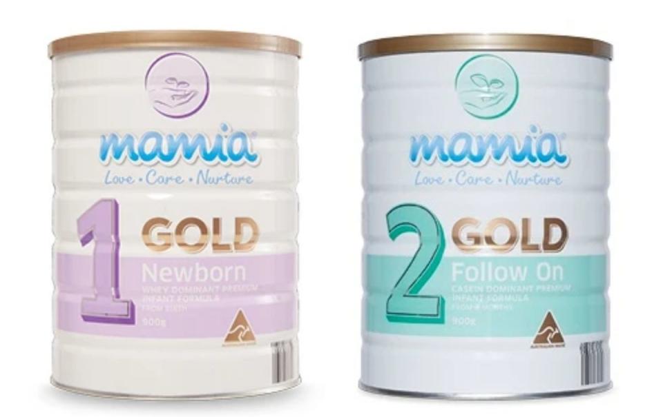 Tin of Mamia Aldi baby formula.