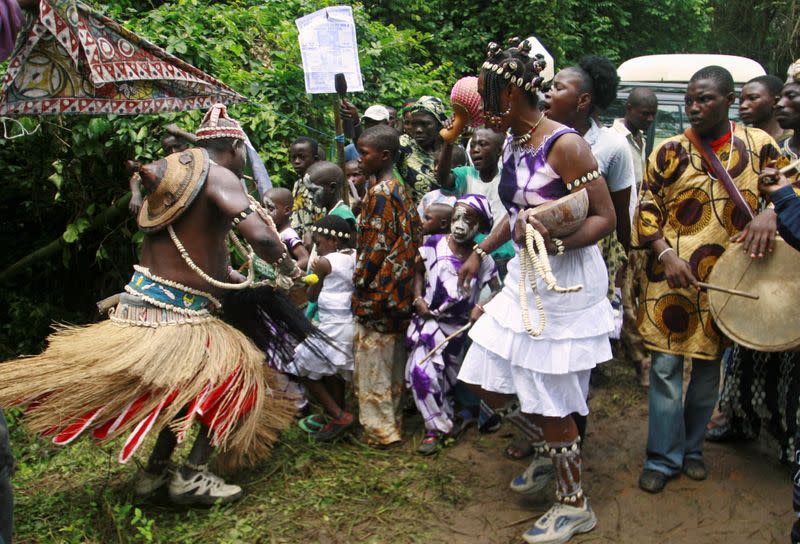 FILE PHOTO: People gather at Osun sacred river during the annual worship festival in honour of the river goddess "Osun" in Osogbo