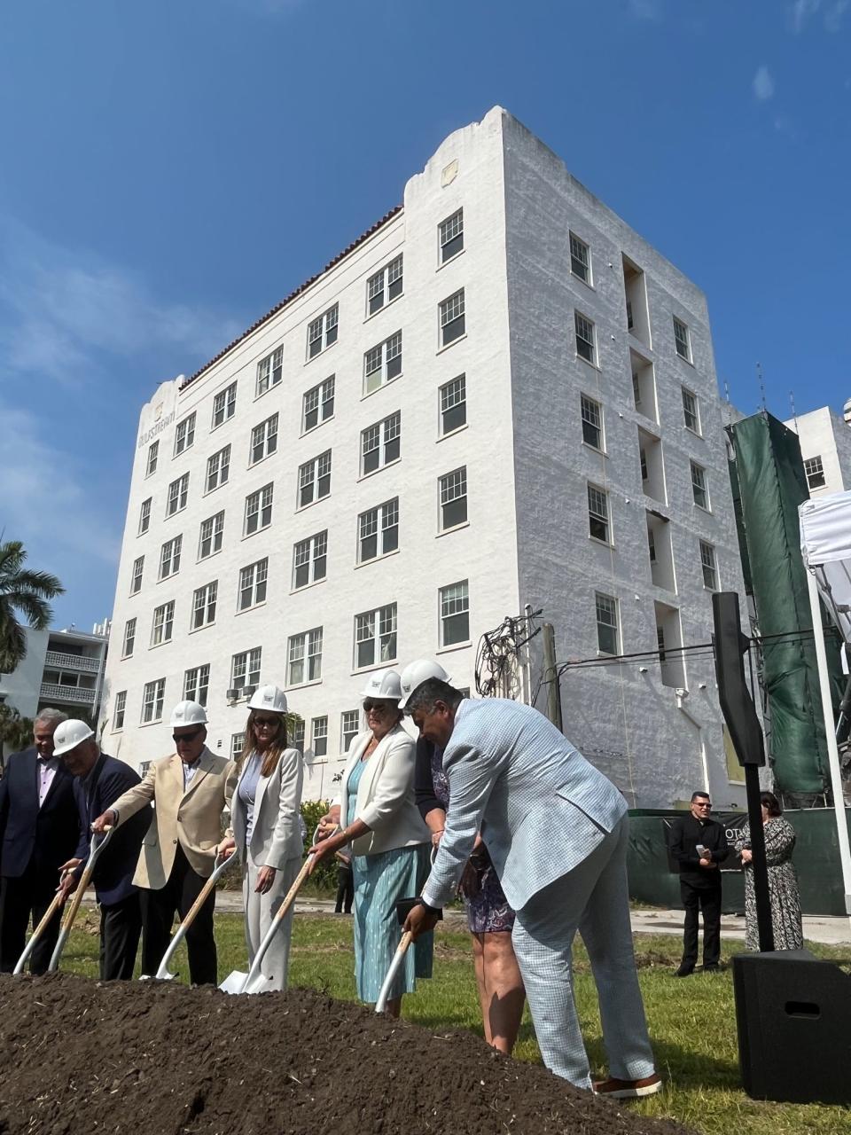 Officials put the first shovels in the ground to begin the renovation of the historic Gulfstream Hotel in Lake Worth Beach, Tuesday, May 14, 2024.
