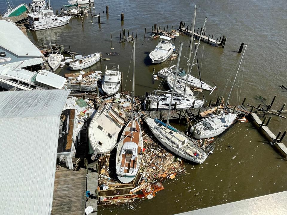 The aftermath of Hurricane Ian in Fort Myers Beach.