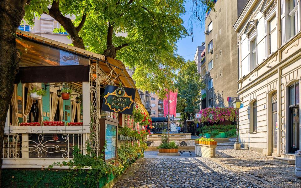 Skadarlija Street, an old bohemian street with many famous restaurants of Serbian  cuisine