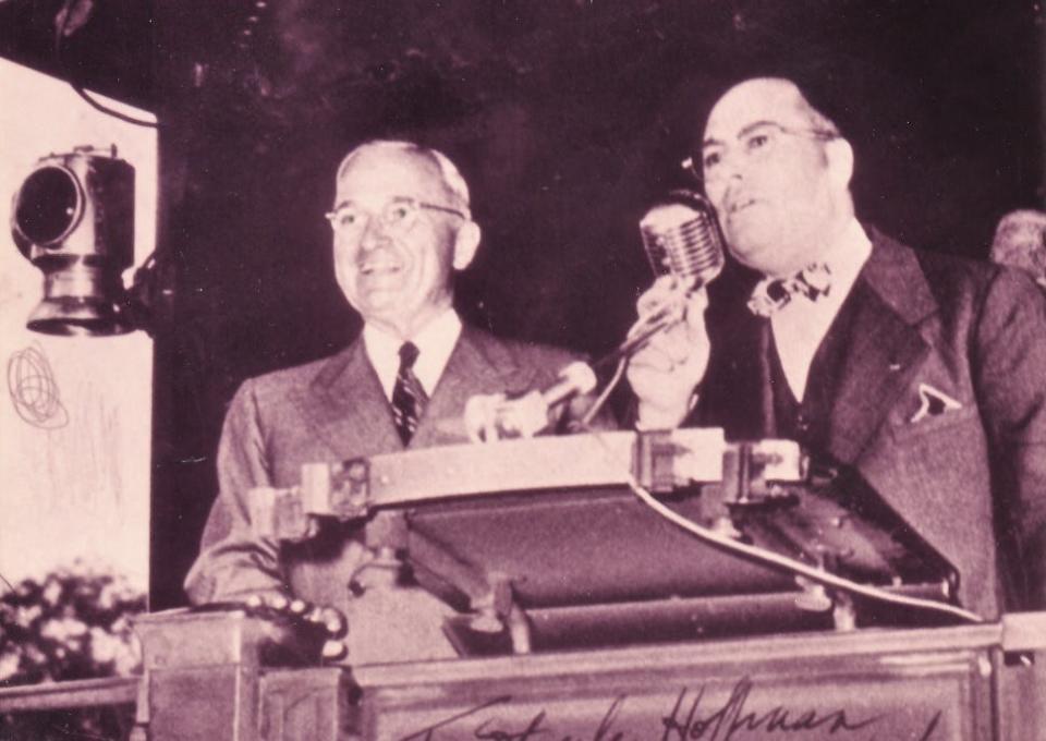 State Sen. Stanley Hoffman introduced President Harry S. Truman during Truman's whistlestop speech at Union Station Sept. 30, 1948. It marked the first time a sitting president visited Henderson; the only other president to come here while in office was Jimmy Carter.