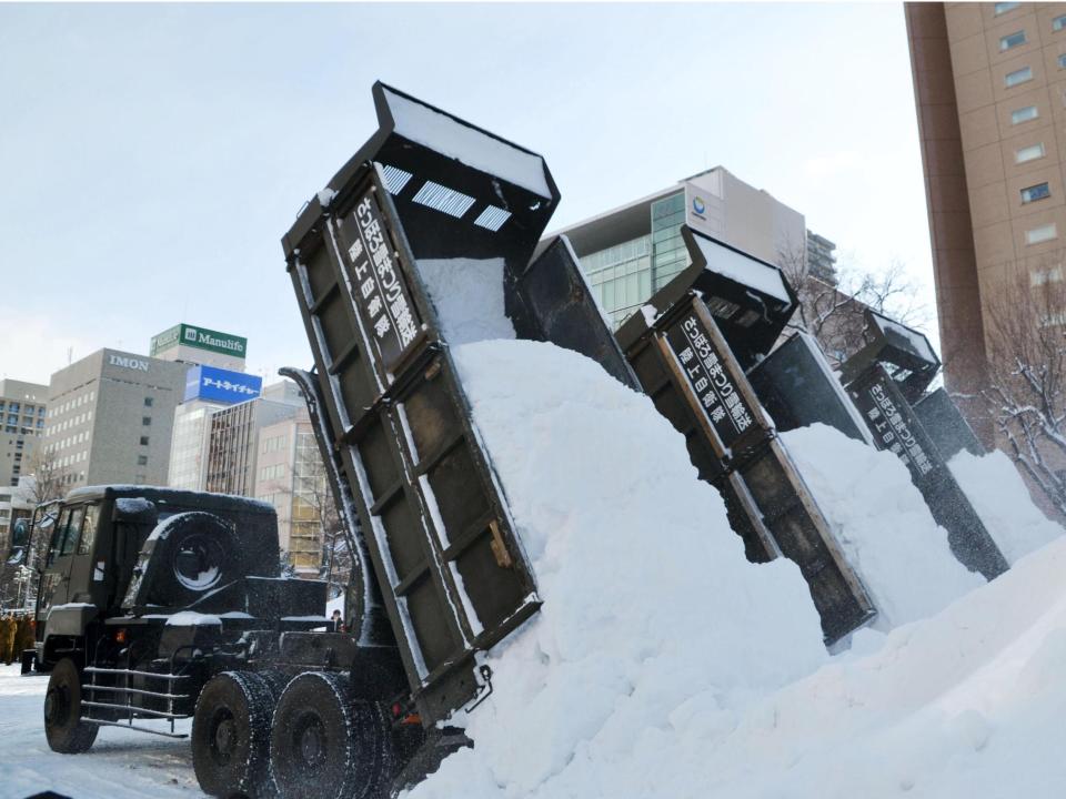 Truck in snow Sapporo snow festiva