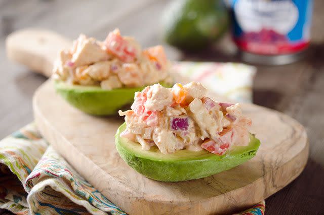 Chipotle Chicken Salad Stuffed Avocados