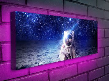 6 funky AF art prints backlit by LED lights, all on sale for 50% off