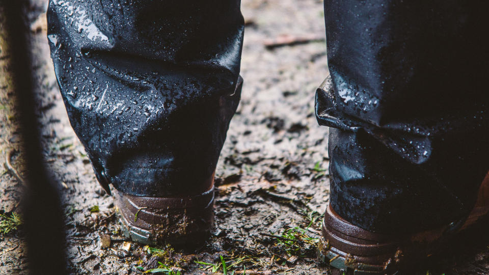 Waterproof trousers in the rain