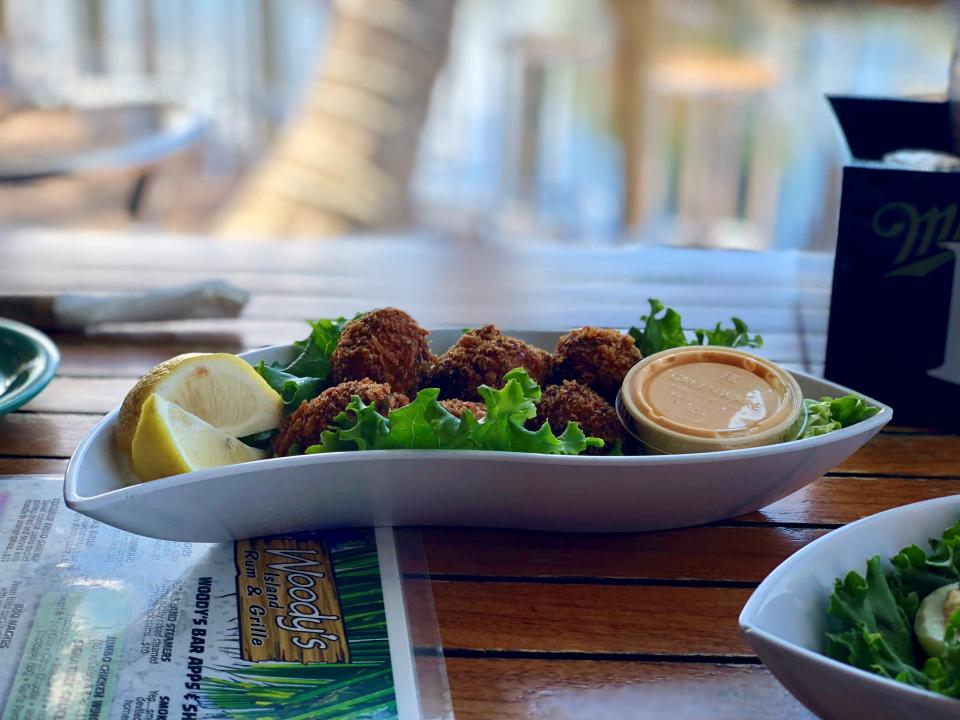 Crab balls, aka fritters, from Woody's Waterside in St. James City.