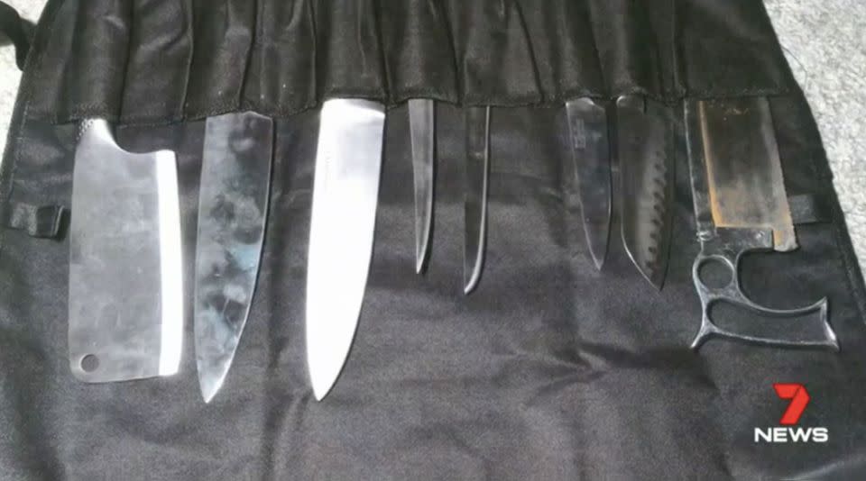 Police found multiple knives in the house. Source: 7 News