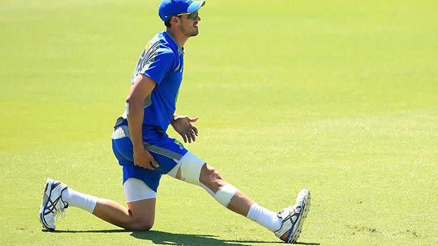 Mitchell Starc has been cautious about overworking his injured knee. Pic: Getty