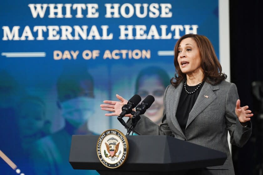 Vice President Kamala Harris speaks on maternal health during the White House Maternal Health Day of Action