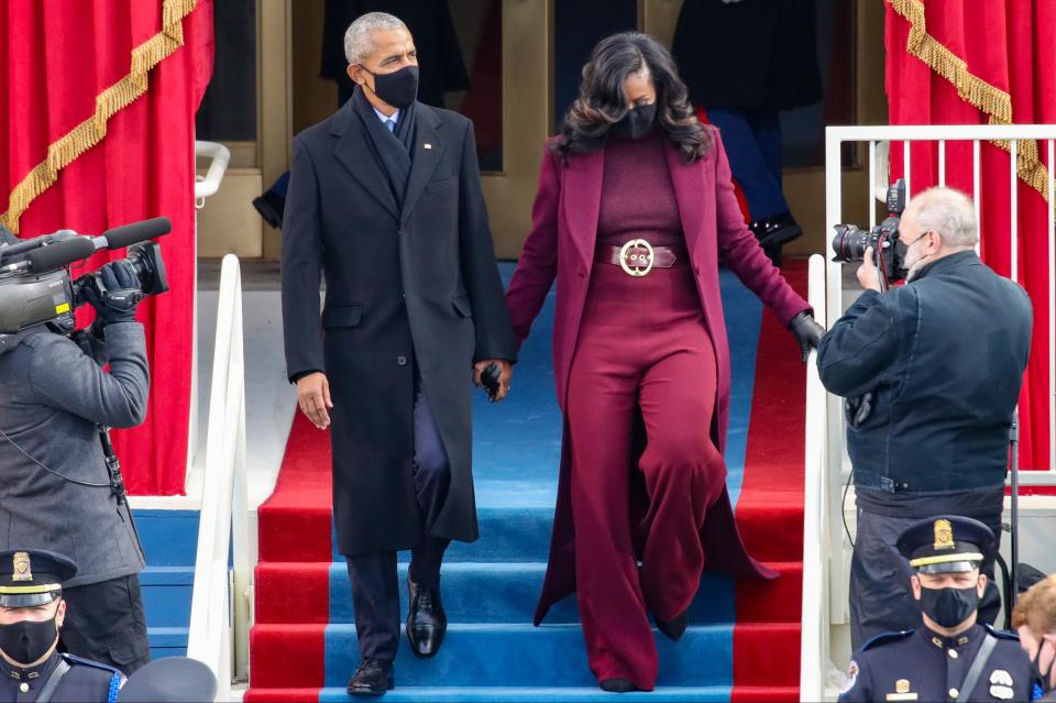 Former U.S. President Barack Obama and former first lady Michelle Obama arrive to the inauguration of U.S. President-elect Joe Biden Getty Images