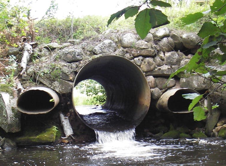 Culverts, big and small, built below roads allow rivers to pass through beneath it.