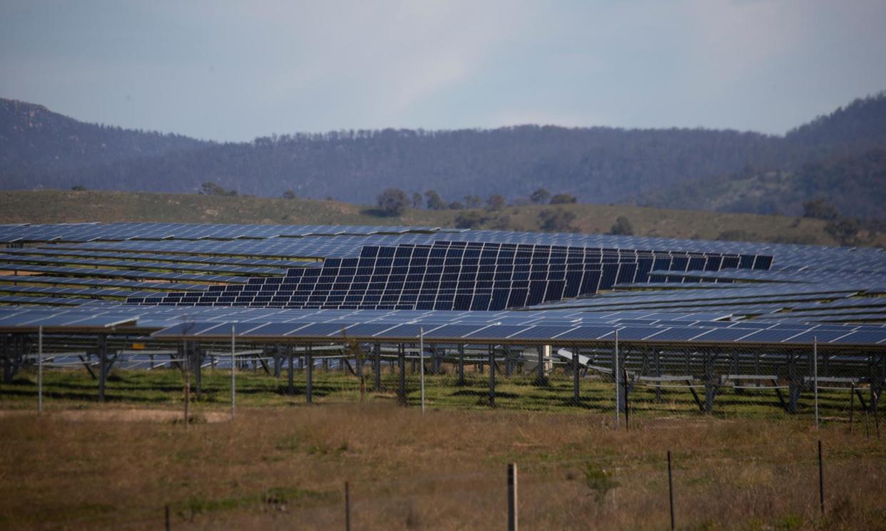 <span>A recent report says NSW will need to approve nearly 7.5GW more in wind and solar farms to meet targeted emissions reduction goals by 2030.</span><span>Photograph: Mike Bowers/The Guardian</span>