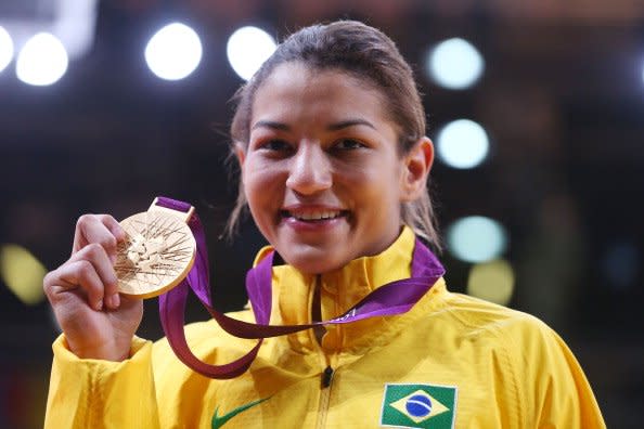 Brazilian Sarah Menezes wins women's judo gold medal.