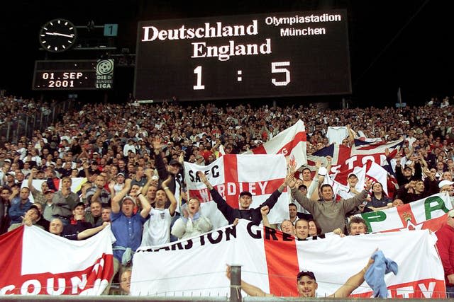 A scoreboard showing England's 5-1 victory over Germany