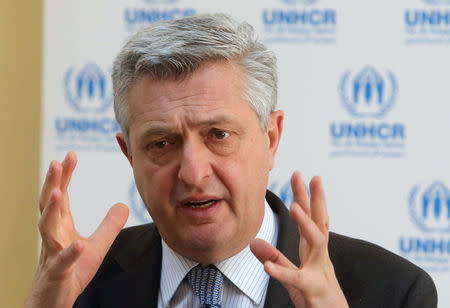 United Nations High Commissioner for Refugees Filippo Grandi speaks during a news conference in Beirut, Lebanon February 3, 2017. REUTERS/Aziz Taher