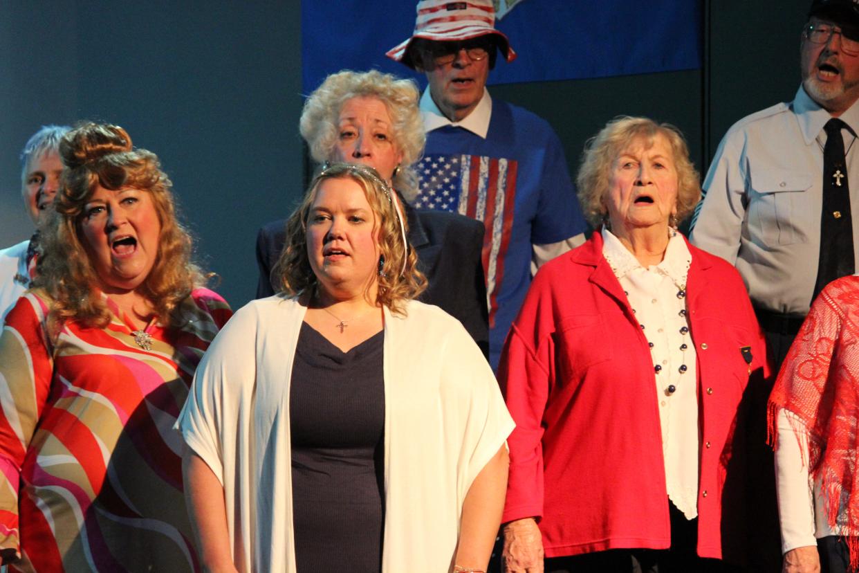 Cast members of the 2021 Mendon Kiwanis Showboat closed the first act of Thursday's opening-night performance with "White Christmas." The theme of this year's show is "Thanks for the Memories ... USO Style." It concludes Saturday night.