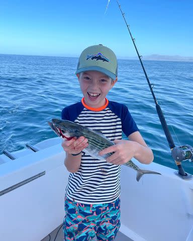 <p>Ivanka Trump Instagram</p> Ivanka Trump and Jared Kushner's son Joseph Frederick Kushner holding a fish.