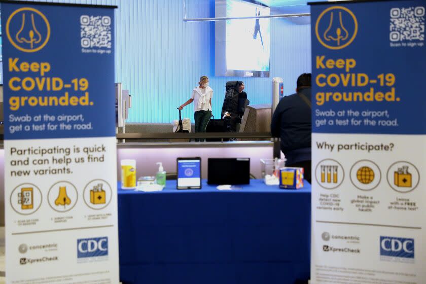 LOS ANGELES, CA - JANUARY 02: A pooled PCR testing site for COVID-19 variants at a new test facility at Tom Bradley International Terminal (Terminal B) that health officials hope will help them spot new variants that may emerge from passengers arriving from other countries at Los Angeles International Airport on Monday, Jan. 2, 2023 in Los Angeles, CA. The Centers for Disease Control and Prevention (CDC) is hoping to keep an eye out for new coronavirus variants by swabbing foreign travelers as they arrive at US airports. (Gary Coronado / Los Angeles Times)