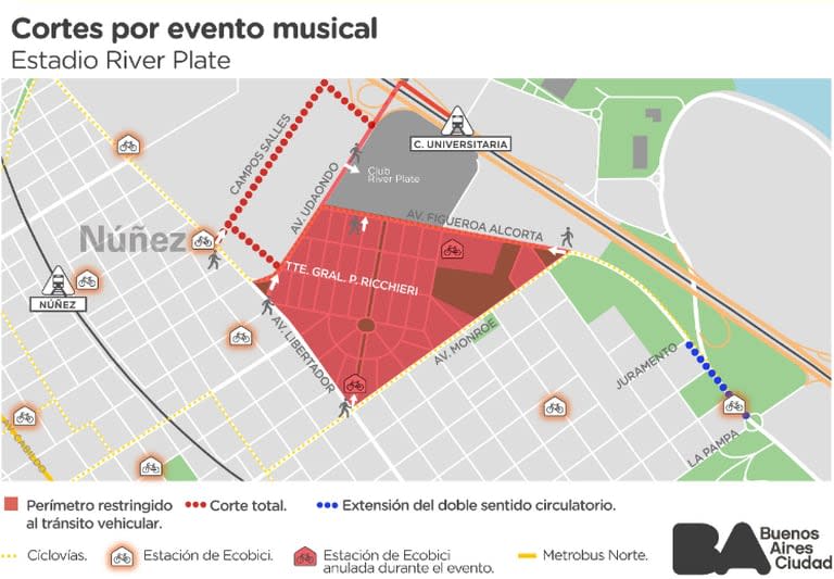 El operativo de tránsito previsto por el GCBA para los conciertos de Taylor Swift