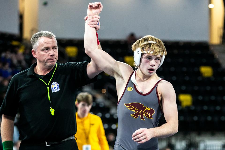 Ankeny's Trever Anderson won a Junior freestyle state title on Saturday at Southeast Polk High School.