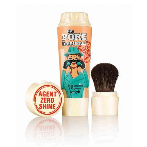 Ever yanked out your powder only to realise you've left your brush at home? Yep, us too. But thanks to the clever peeps at Benefit they've taken our forgetfulness into account and put a brush in the lid of this shine controlling powder <b><a rel="nofollow noopener" href="http://www.myer.com.au/shop/mystore/benefit-213095440-213098500--1" target="_blank" data-ylk="slk:The POREfessional: Agent Zero Shine Powder ($52);elm:context_link;itc:0;sec:content-canvas" class="link ">The POREfessional: Agent Zero Shine Powder ($52)</a></b> . It's the easiest on the go product ever and controls shine like a boss.