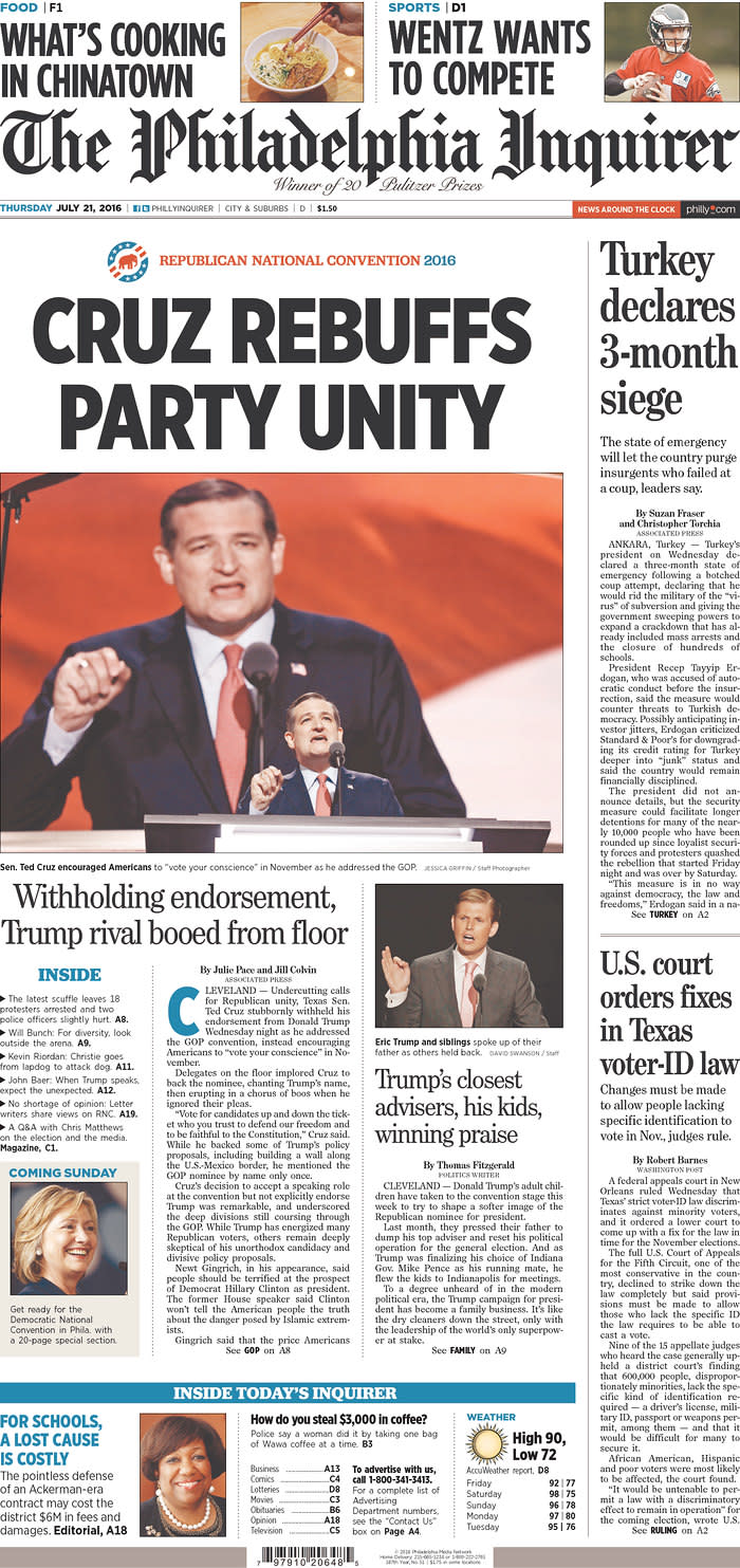 PARTY UNITY - The Philadelphia Inquirer