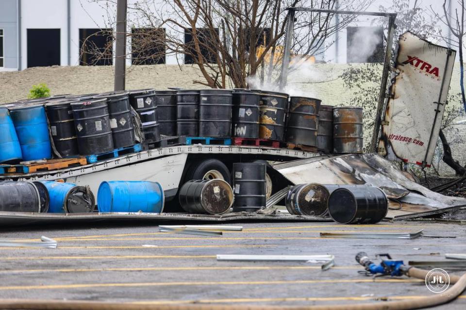 The truck was carrying lithium batteries to be disposed of.