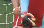 White tugs on goalkeeper Vicario's glove