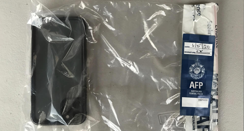 A seized mobile phone collected by NSW police