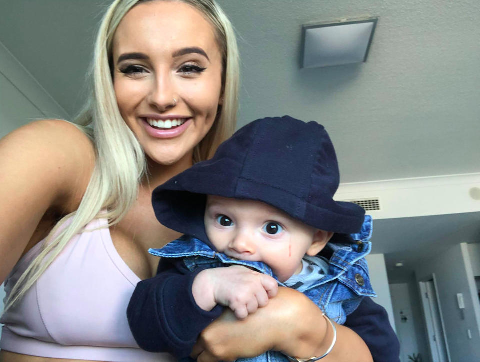 Leah-Marie Britton from the Gold Coast with her baby