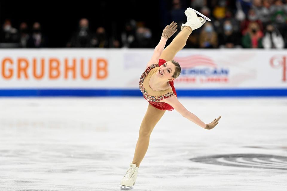 <p>AP Photo/Mark Zaleski</p> Gracie Gold skating in the women