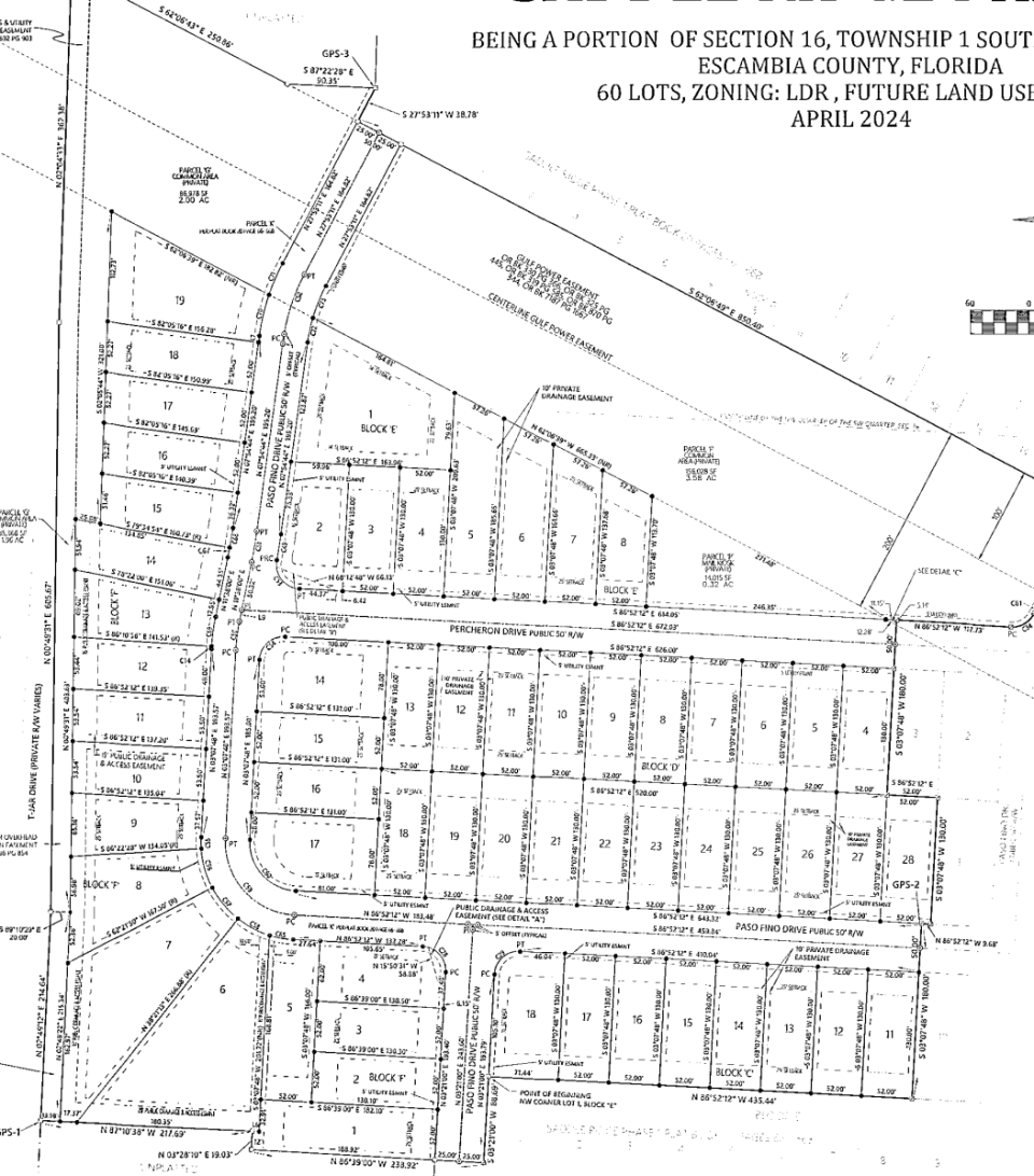Approved set of site plans for the development of Saddle Ridge Phase 2's subdivision project, approved by Escambia County's Development Review Committee on April 3.