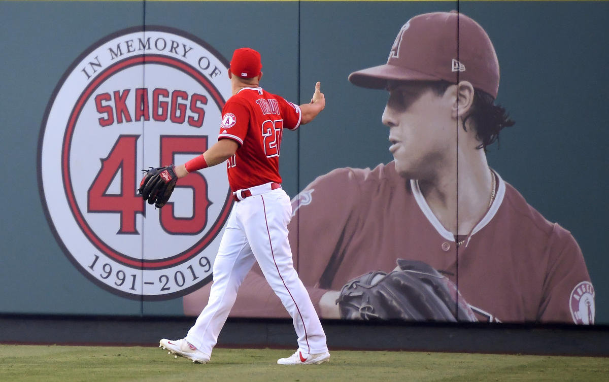 Angels Slugger Mike Trout Wearing His Late Teammate Tyler Skaggs' Number 45  for the All Star Game : r/sports