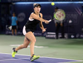 Tennis - WTA Premier 5 - Dubai Tennis Championships - Dubai Duty Free Tennis Stadium, Dubai, United Arab Emirates - February 23, 2019 Switzerland's Belinda Bencic in action during the final against Czech Republic's Petra Kvitova REUTERS/Ahmed Jadallah