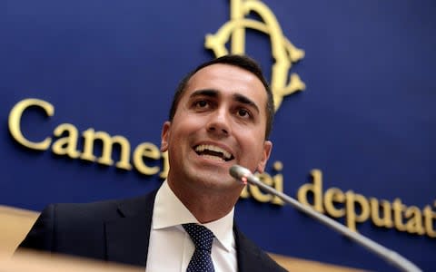 Luigi di Maio is the leader of the Five Star Movement, Italy's most popular party - polls suggest it will win around 28 per cent of the vote - Credit: ./Getty