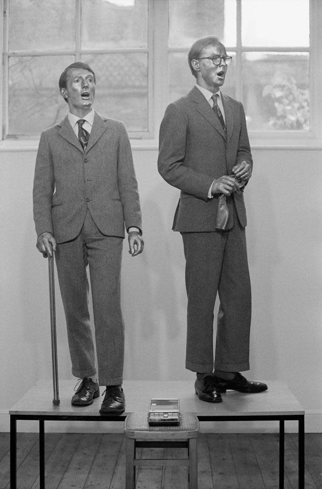 ‘We put on our Sunday suits and metal-ised our heads’ … Gilbert and George premiere Underneath the Arches in 1970.