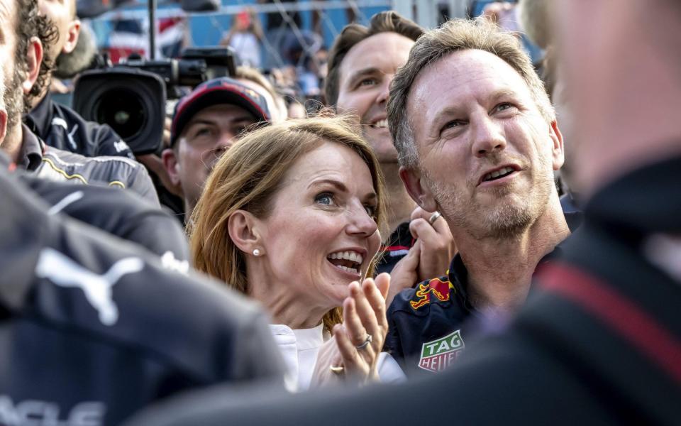 Christian Horner with his wife, Geri (née Halliwell), at the Miami Grand Prix in May - Alamy